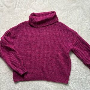 Old Navy Berry Colored Turtleneck Cropped Sweater